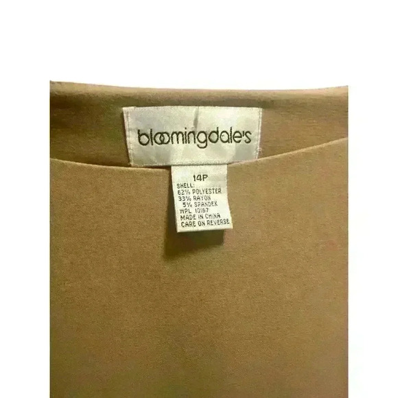 Bloomingdale’s- Women Tan Cap Sleeve Midi Dress. Size:14P - Picture 2 of 4